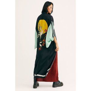 RARE Free People Rising Sun Statement Design Maxi Kimono Duster Women's One Size